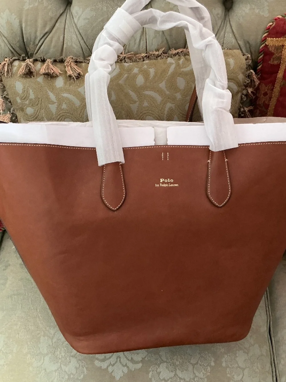 Polo Ralph Lauren Bellport large leather tote, NWT - Picture 1 of 8